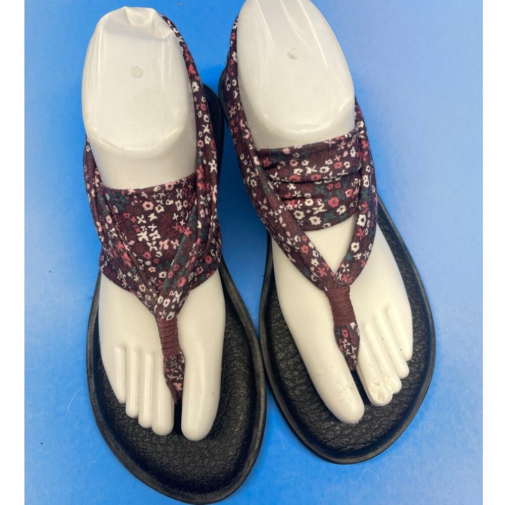 Women's Sanuk Yoga Sling 2 Sandals Flip Flops Size 9 Multi Color Floral Design